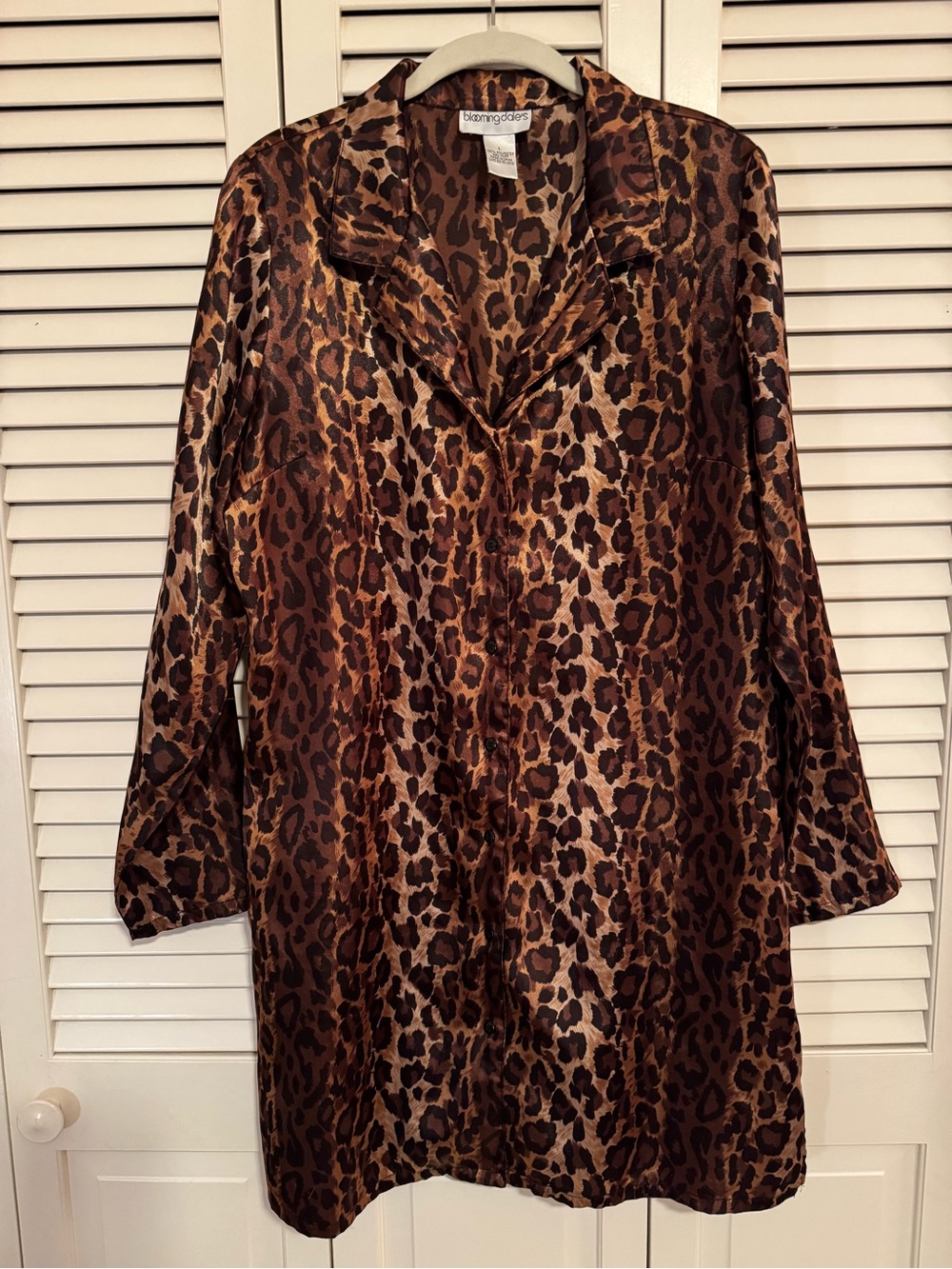 Bloomingdale's Leopard Print Satin Nightshirt in Brown